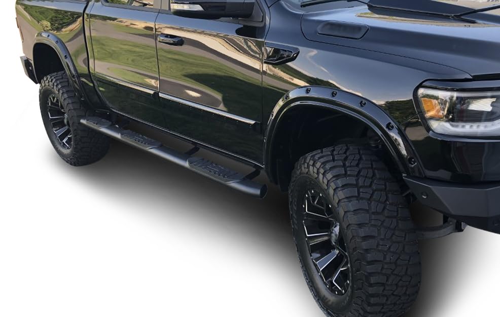 Extreme Black Horse Wheel-to-Wheel Side Steps Satin Black Compatible with 2019-2025 Ram 1500 Crew Cab (Excl. 19-25 Ram 1500 Classic)-DOBK19-NL