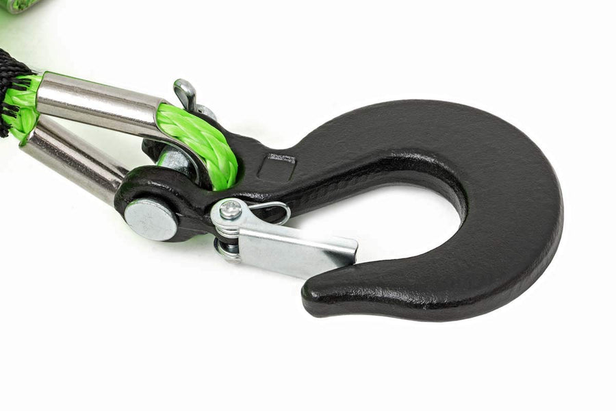 Synthetic Winch Rope Rough Country for UTV/ATV - 1/4" x 50 ft, 7,000 LB Capacity, Lightweight, Durable, Easy Spooling, Green