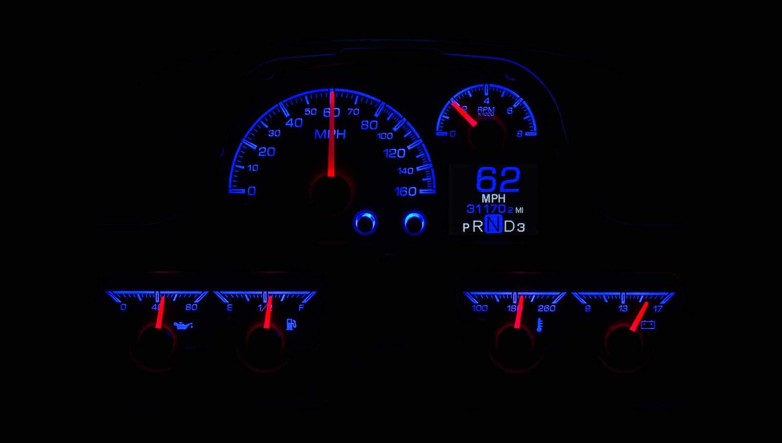 Dakota Digital HDX-62T-FJ-S Dash Gauge System Compatible with 1962-84 Toyota FJ Customizable Silver Alloy