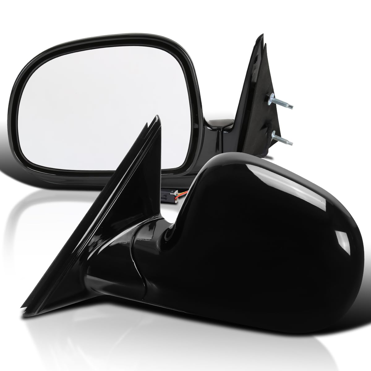Power Side Mirrors Spec-D Tuning Glossy Black Compatible with 1994-2001 Chevy S10, Left+Right Pair