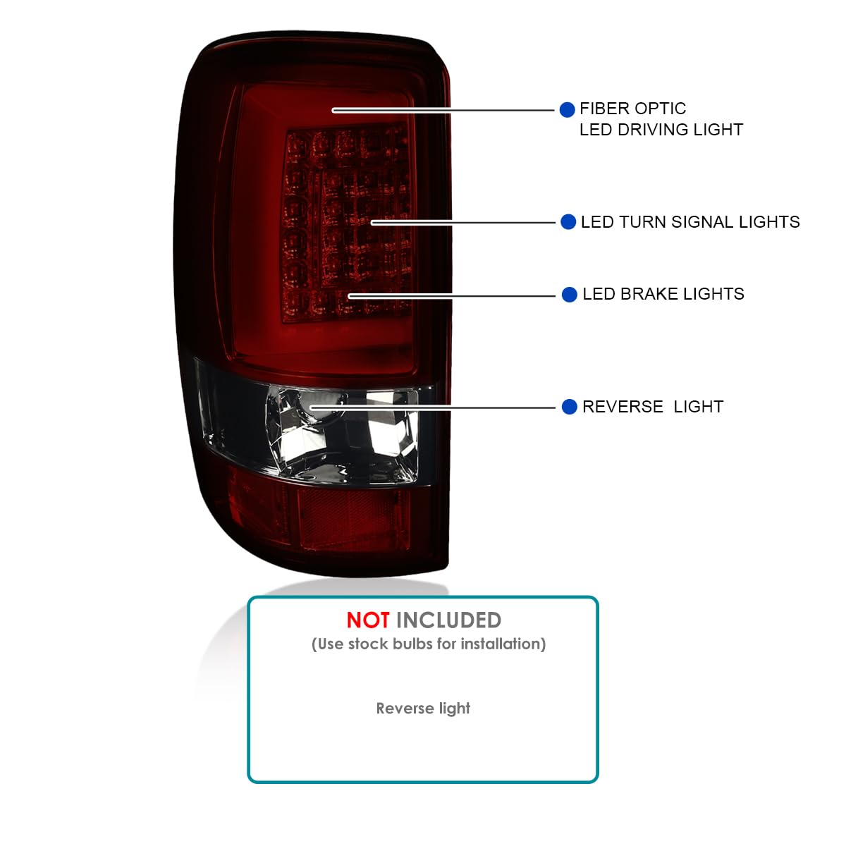 Red Smoke LED Bar Tail Lights SPEC-D TUNING Compatible with 2000-2006 Chevy/GMC Suburban, Chevy Tahoe, GMC Yukon/Denali/XL, Left + Right Pair Assembly
