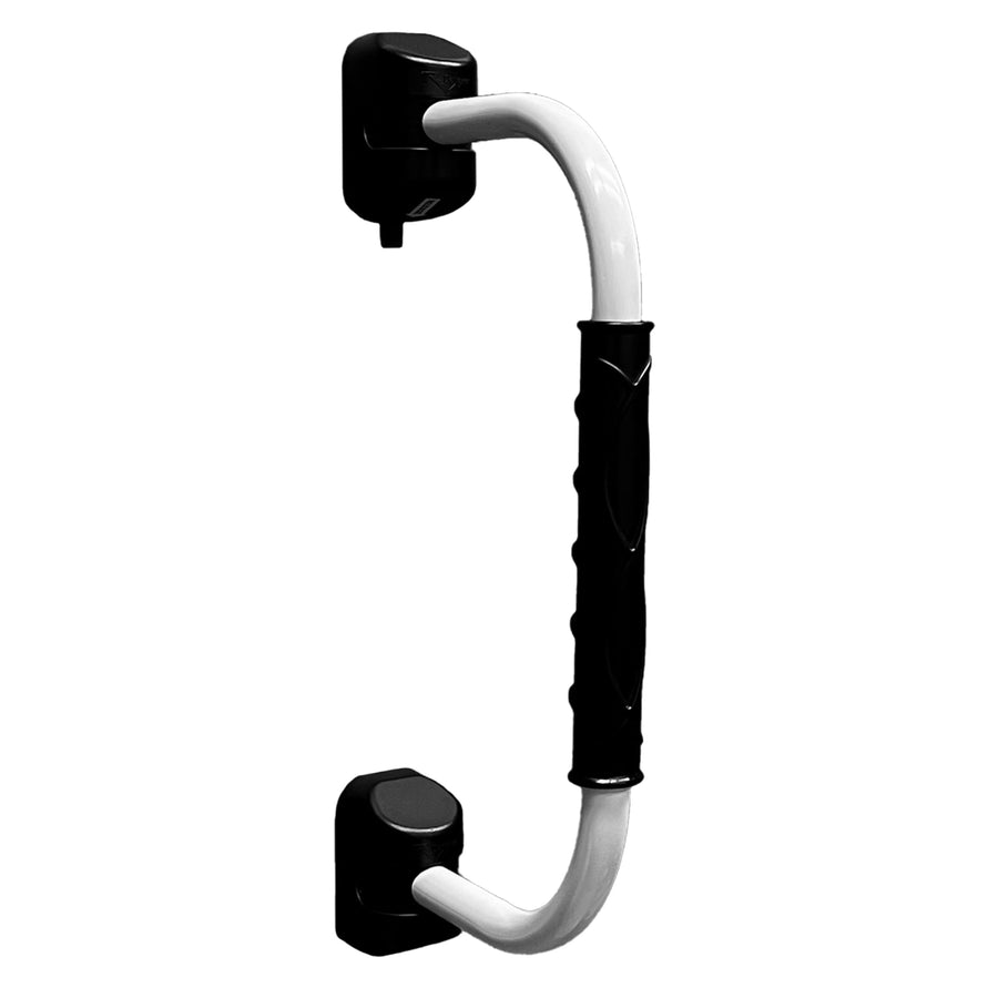 GripSafe Handrail Assist RV Designer R122 - Locking Folding Aluminum Grab Handle with Notched Grip - Safe Entry Assist for RV Door - Easy Installation, 22 Inch, White