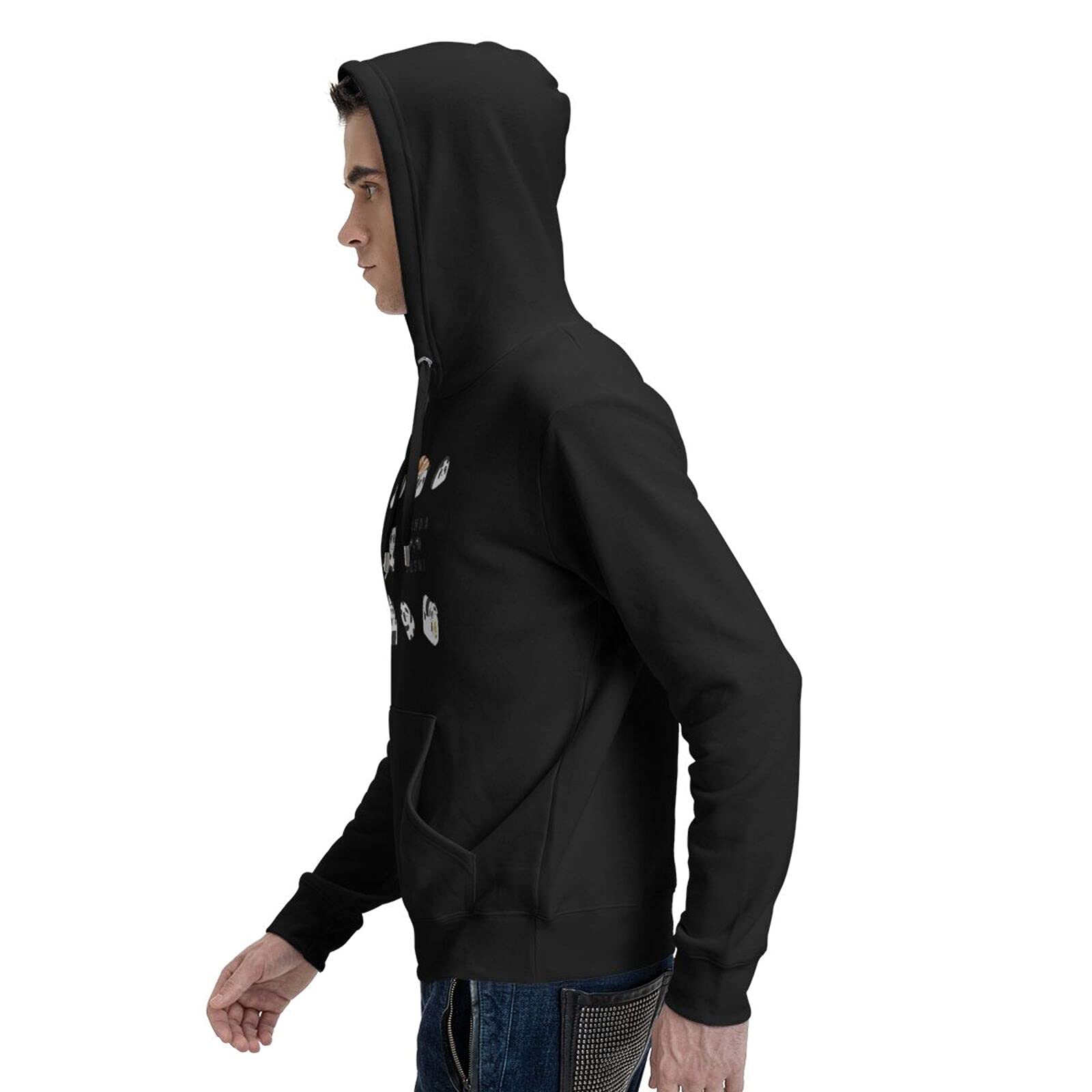 Sushi Panda Banzie Personalized 3D Printing Cartoon Hoodie Fleece Round Tie Pocket Pullover Sweater Fall Winter Pullover Thickening, Black, Small