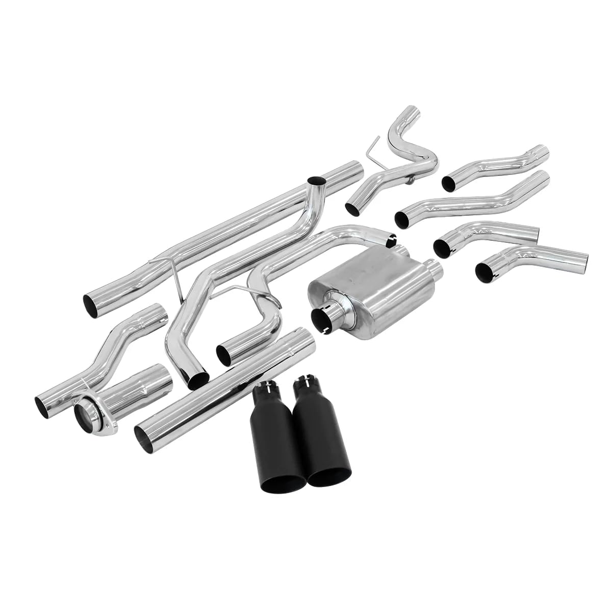 Cat-Back Exhaust Systems 2009-2014 Ford F150 Dual Exit Polished Tubes Polished Tips