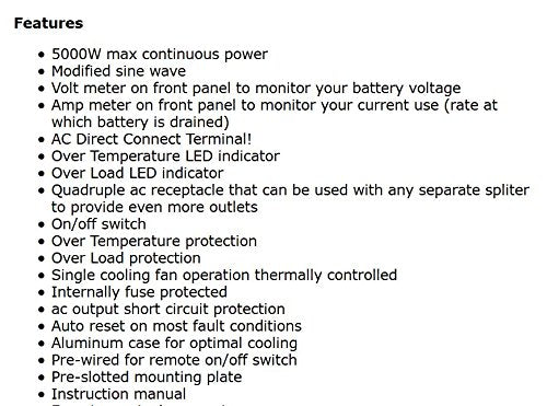5000 Watt AIMS 12 Volt DC Power Inverter