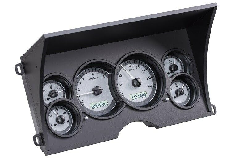 Dakota Digital VHX System-Silver Alloy Style Face Compatible with 1988-94 Chevy Pickup w/White Display