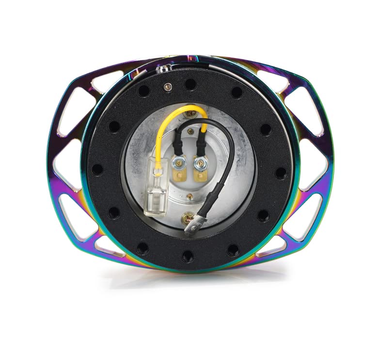 NRG Innovations Gen 2.0 NRG-SRK-257BK-MC Steering Wheel Quick Release Kit Adapter, Black Body/Neochrome Cutout Ring 6x70mm & 6x74mm Bolt Pattern