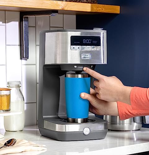 Drip Coffee Maker GE With Timer | 10-Cup Thermal Carafe Coffee Pot Keeps Coffee Warm for 2 Hours | Adjustable Brew Strength | Wide Shower Head for Maximum Flavor | Kitchen Essentials | Stainless Steel