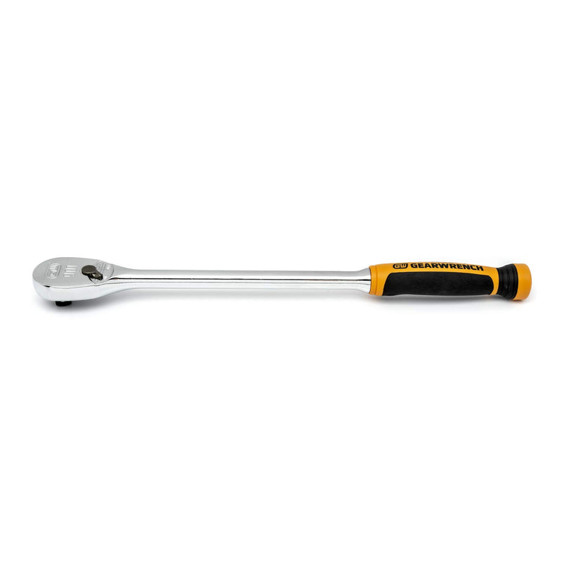 GEARWRENCH 90 Tooth 1/2" Drive Long Handle Dual Material Teardrop Ratchet 16-1/2" - 81361T, Multi, One Size