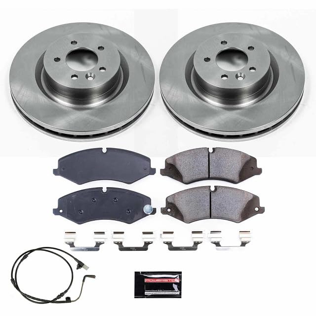 Power Stop KOE6228 Front Replacement Brake Kit-OE Brake Rotors & Ceramic Brake Pads and 1 Sensor Wire Front