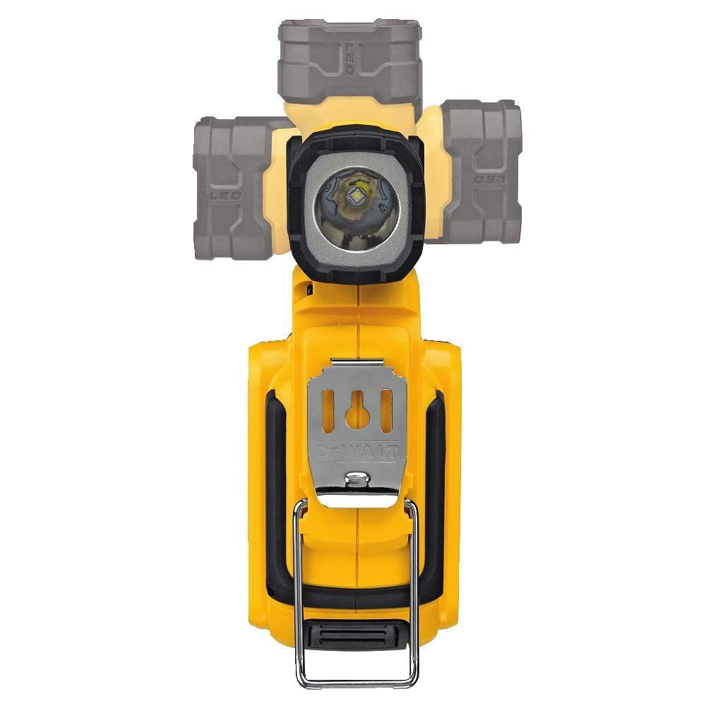 20V MAX DEWALT LED Work Light Rechargeable, LED Flashlight, Magnetic Flashlight, Freestanding and Clip-On Light, 360 degree pivoting Head, Tool Only (DCL044)