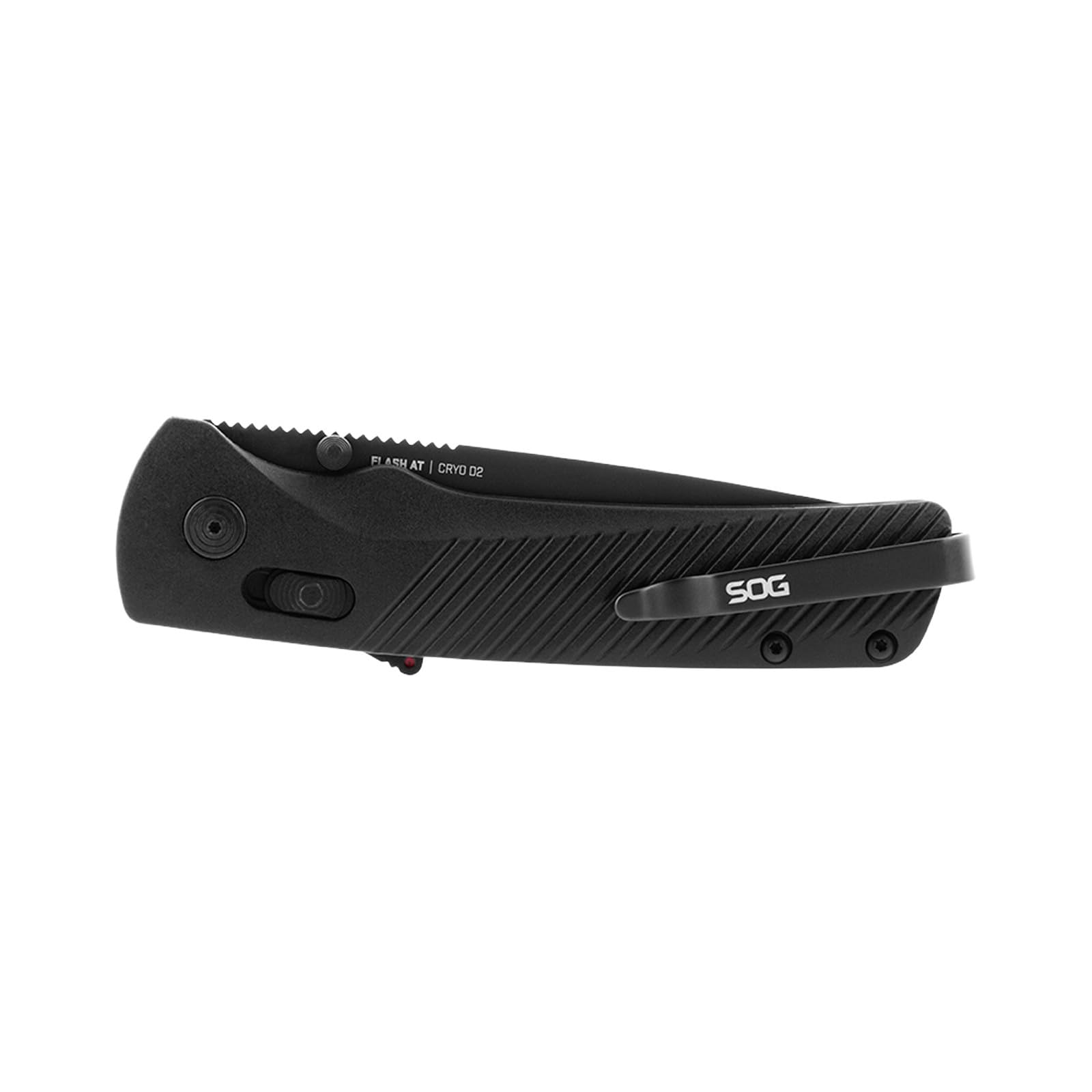SOG Flash AT Ambidextrous Daily Carry Straight Pocket Folding Knife | Ergonomic Handle & Deep-Carry Clip | D2 Steel Blade, Blackout