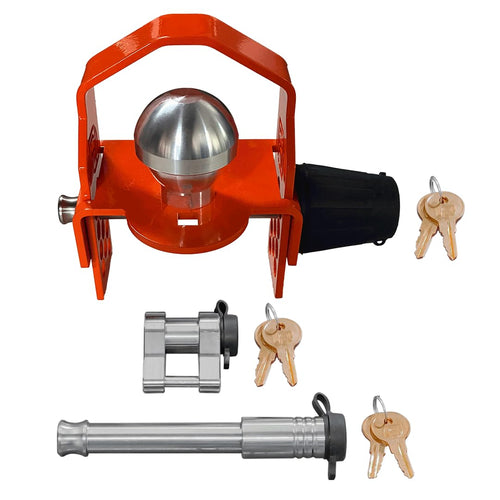 Security InfiniteRule 61633 | 3 Pack, Keyed Alike, Trailer Coupler Lock for 1-7/8", 2", & 2-5/16" Ball - Includes 1-1/8" Latch Lock & 2.5" Receiver Lock