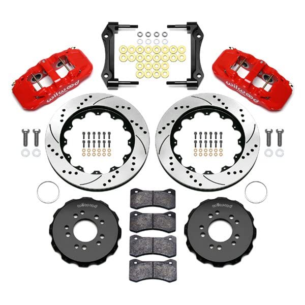 Wilwood Front AERO6 Hat Kit 14.00 Drilled Red 1964-1970 Ford Mustang w/DSE Suspension