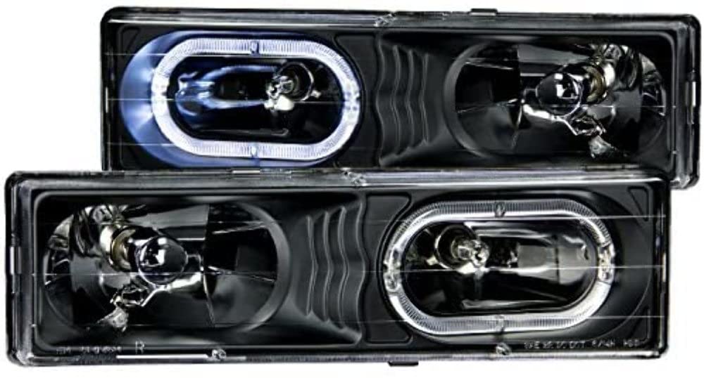 Crystal Headlight Set ANZO USA w/LED Halo-Black