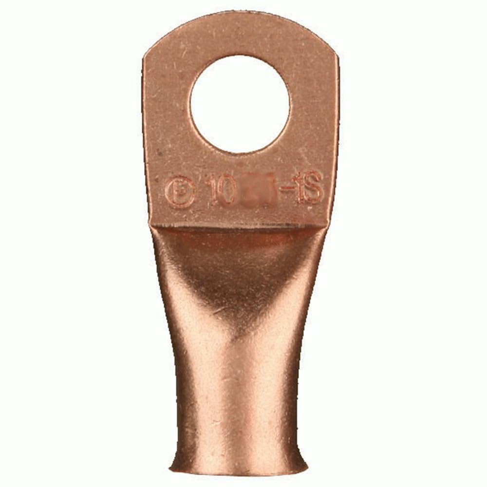 Copper Ring Terminal Install Bay 1/0 Gauge 1/4 Inch 5 Pack - CUR1014