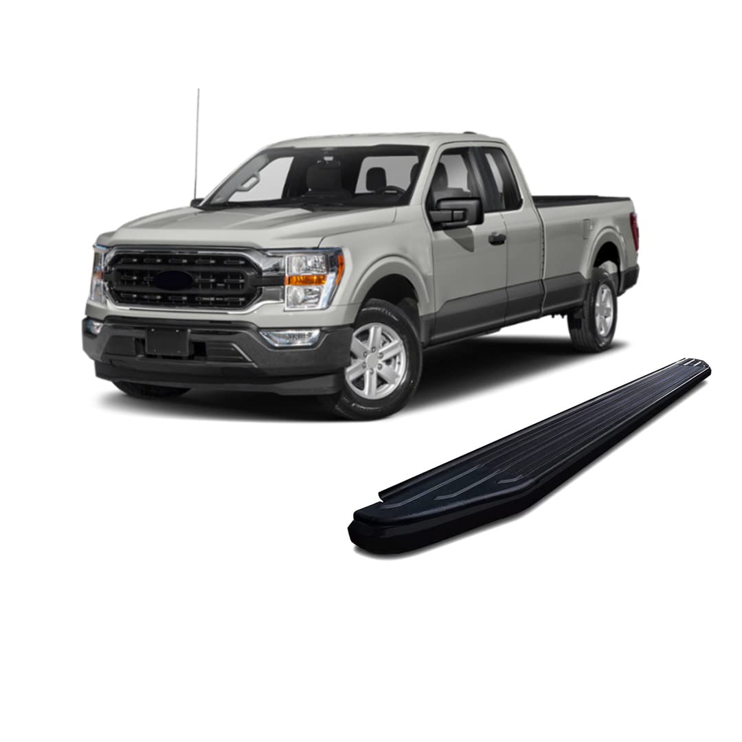 Peerless Black Horse Running Boards Compatible with 2017-2023 Ford F-250/F-350/F-450/F-550 Super Duty|2015-2023 Ford F-150-PR-F279BK