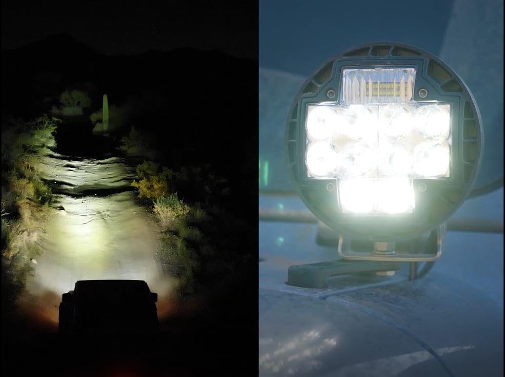 TM5 NACHO Combo White LED Multifunction Off Road Lights. 3 Functions 1 Light. Area, Low Beam Spot Flood, and High Beam Spot Flood Output (Set of 2)