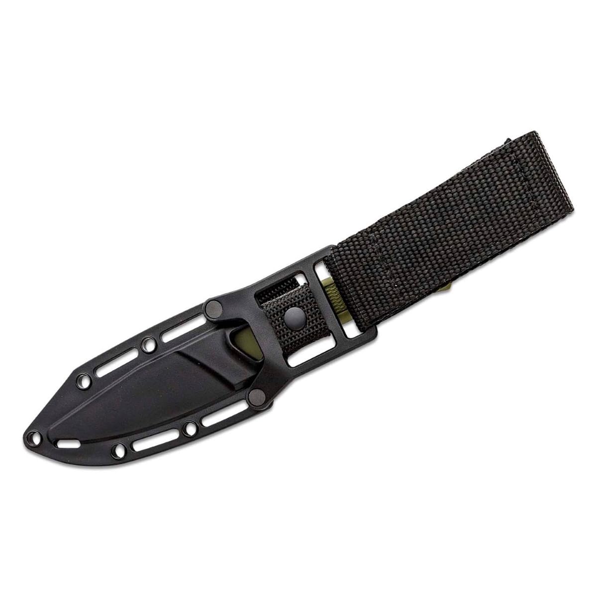 Kershaw Caper Deschutes Fixed Blade Knife, Olive Design, 3.3 Inch D2 Steel Fixed Clip Point Blade, Full Tang Design, EDC, Molded Sheath, Everyday Carry Knife for Men and Women