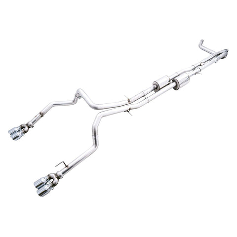 4th Gen AWE Tuning GM 1500 6.2L 0FG Catback Split Rear Exit (w/Bumper Cutouts) - Quad Chrome Tips - 3015-42203