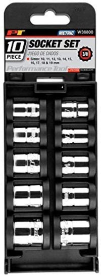 W38800 Performance Tool 10-Piece 3/8-Inch Drive 12pt MET Socket Set