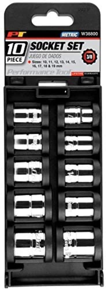 W38800 Performance Tool 10-Piece 3/8-Inch Drive 12pt MET Socket Set