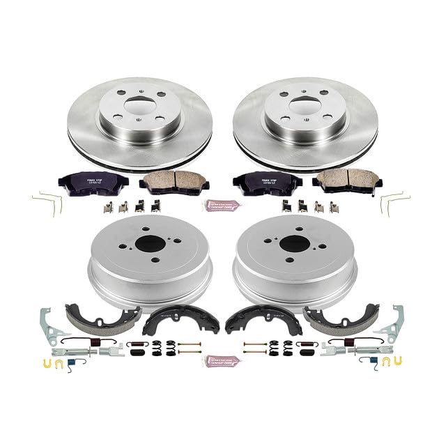 Power Stop KOE15079DK Replacement Brake Kit-OE Brake Drums & Ceramic Brake Pads For Toyota Corolla Front and Rear 1993-1997 [Model Specific]