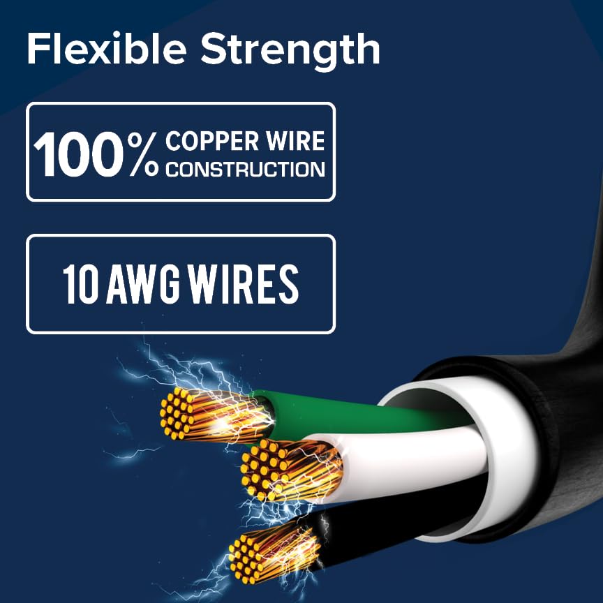 Power Grip Camco 50-Ft 30 Amp RV Extension Cord w/90° Locking End - Rated for 125V / 3,750W - Features Threaded Locking Ring for Weatherproof Connection & 10-Gauge Copper Wire (55525)