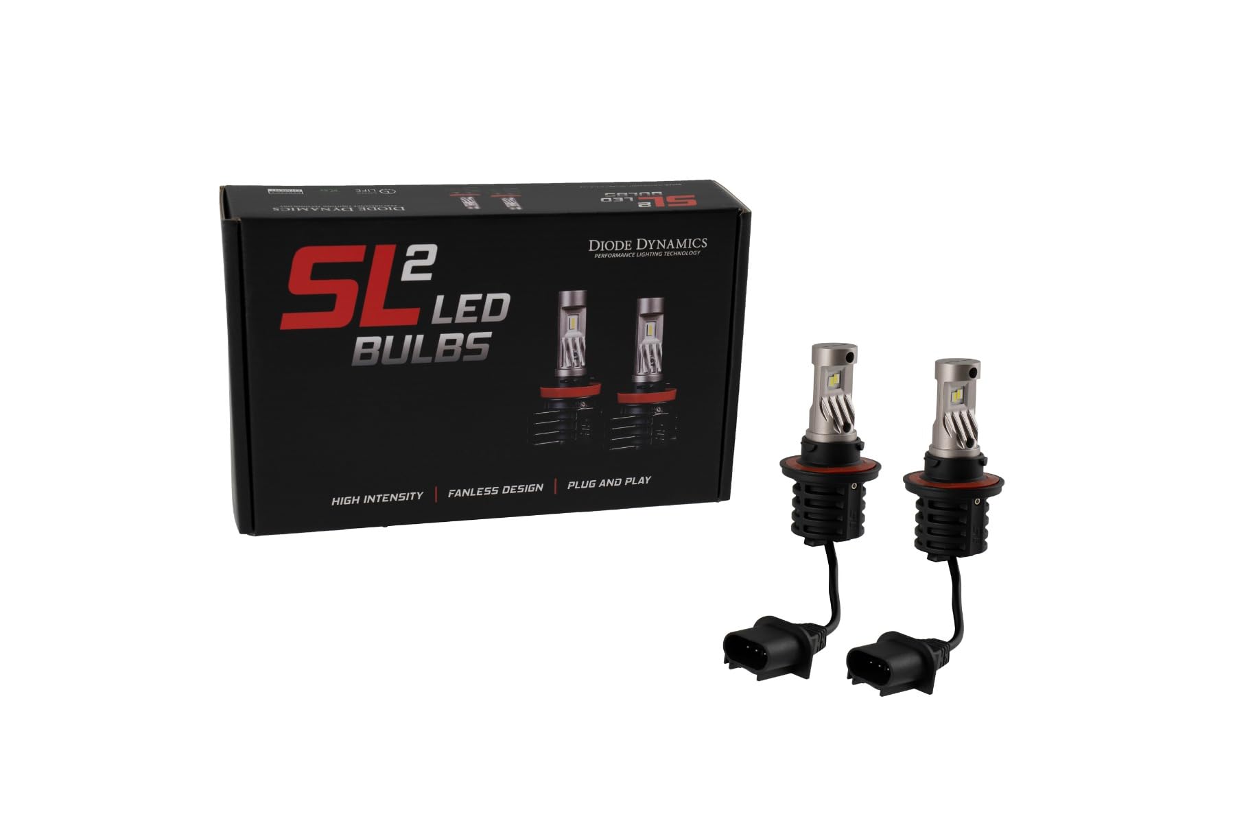 SL2 LED Fog Light Bulbs Diode Dynamics compatible with H13 bulb size (pair), Cool White (6000K)
