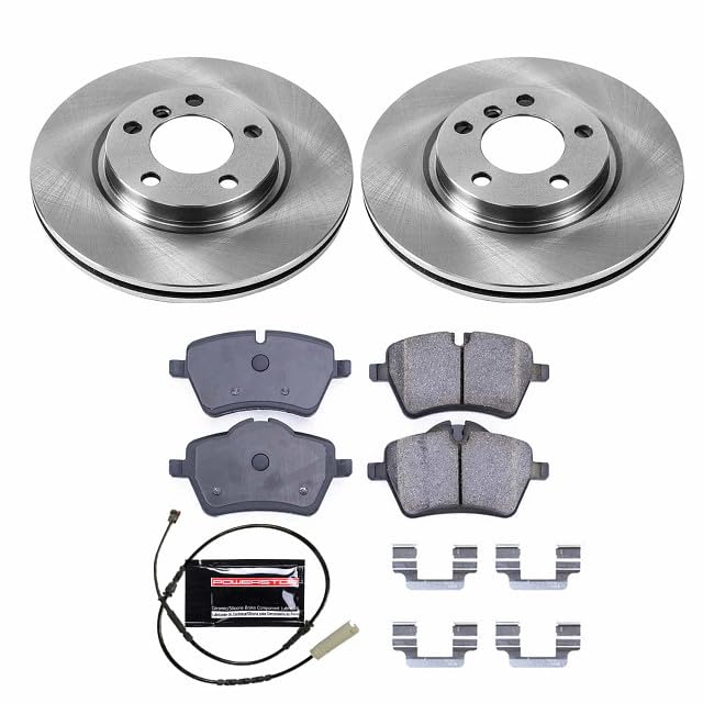 Power Stop Autospecialty KOE6665 Front Replacement Brake Kit-OE Brake Rotors & Ceramic Brake Pads and 1 Front Sensor Wire For Mini Cooper Countryman, Mini Cooper Paceman [Model Specific]