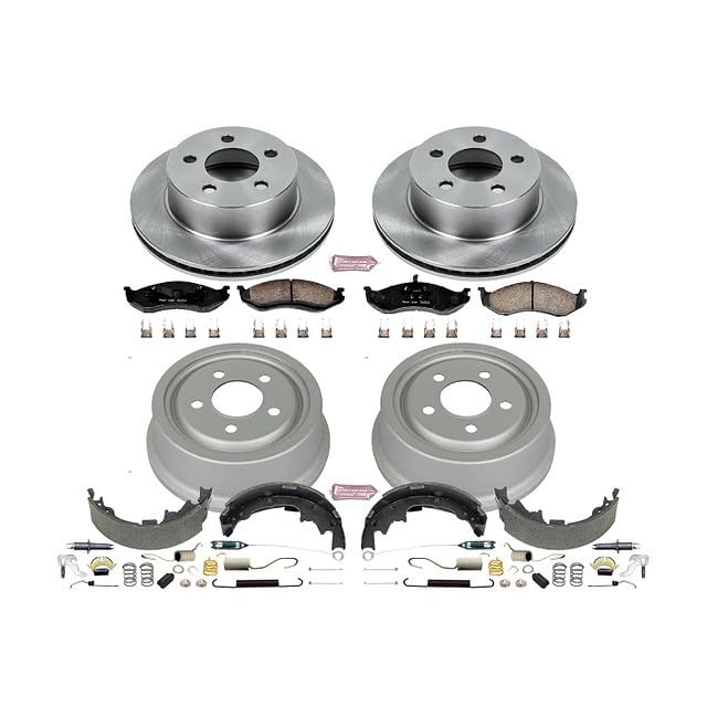 Power Stop Autospecialty KOE15215DK Front and Rear Replacement Brake Kit-OE Brake Drums & Ceramic Brake Pads For Jeep Wrangler 2001-2006 [Model Specific]