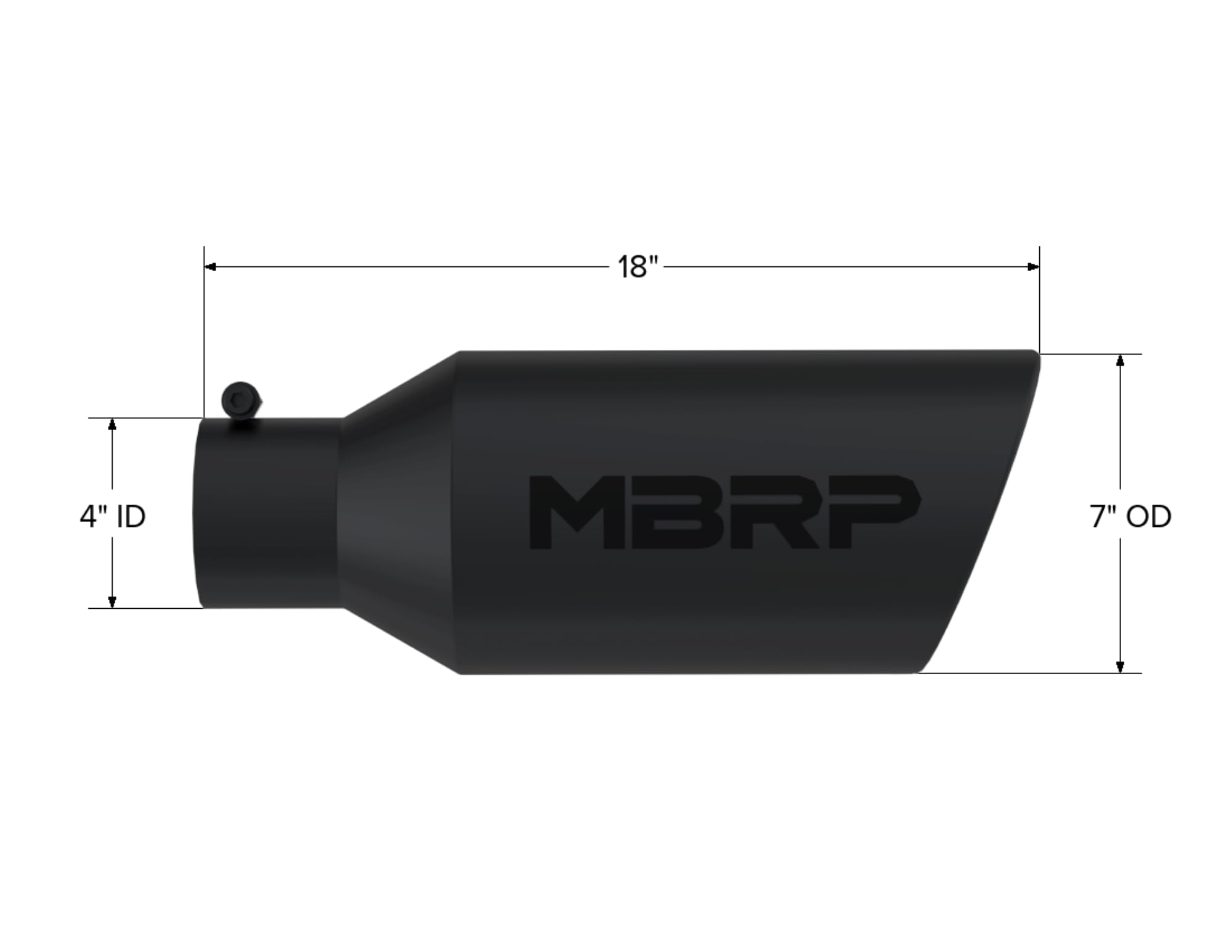 7" O.D. MBRP T5126BLK Exhaust Tip (Rolled End, 4" Inlet, 18" Long)