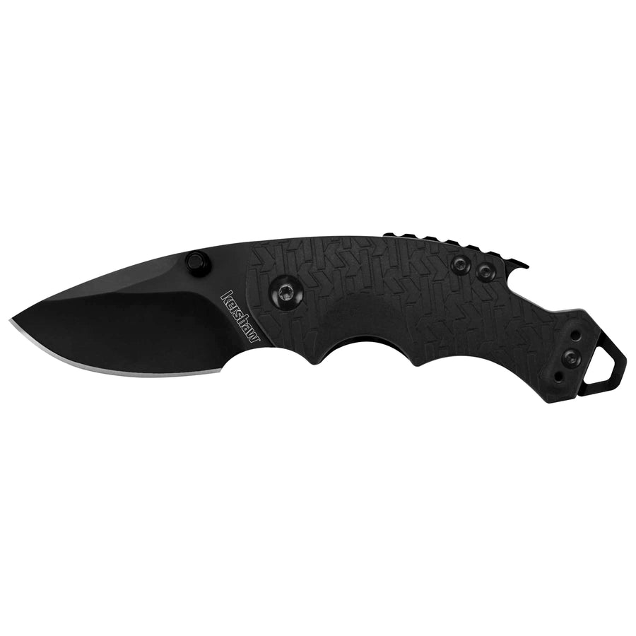 Multifunction Pocket Knife Kershaw Shuffle (8700BLK) with 2.4 Stainless Steel Blade and Black-Oxide Coating and Black K-Texture Grip Handle, Features Flathead Screwdriver and Bottle Opener, 2.8 oz.
