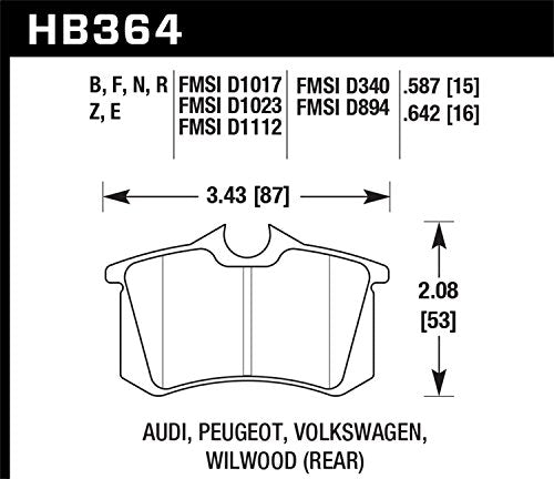 Hawk Performance Blue 9012 HB364E.587 Motorsport Brake Pads