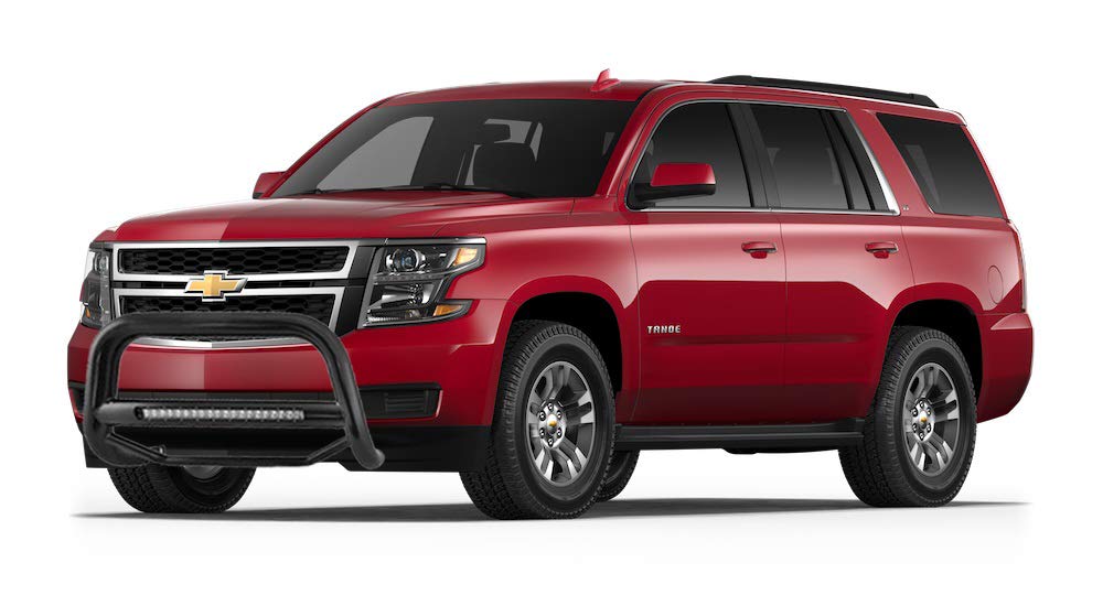 Max Black Horse Beacon Bull Bar No Skid Plate Black Compatible with 15-20 Yukon XL|07-20 Yukon/Tahoe|07-18 Sierra/Silverado 1500|07-14 Escalade EXT/ESV/Suburban 1500|15-22 Suburban-MAB-GMTAB