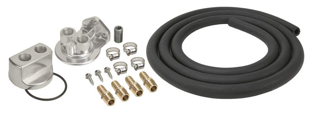 Derale Single Filter Remote Oil Filter, 3/4-16 in Thread Adapter, 10 ft Hose, 3/4-16 in Thread Housing, Fittings/Hardware, Universal, Kit