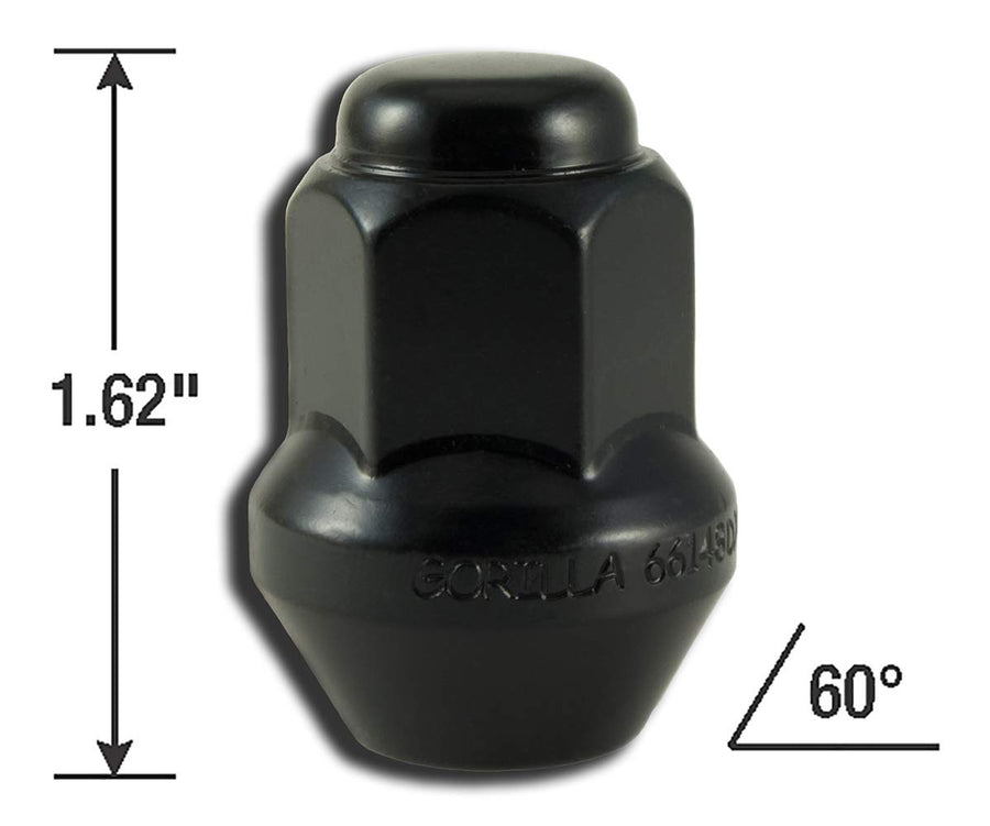 Gorilla 66147BDX Automotive Bulge Factory Style Lug Nuts - Black – 7/8” Hex - 14mm x 1.50 Thread Size - Pack of 4