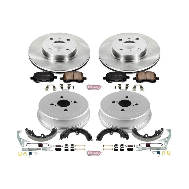 Power Stop Autospecialty KOE15197DK Front and Rear Replacement Brake Kit-OE Brake Drums & Ceramic Brake Pads For Toyota Corolla 2000-2002 [Model Specific]