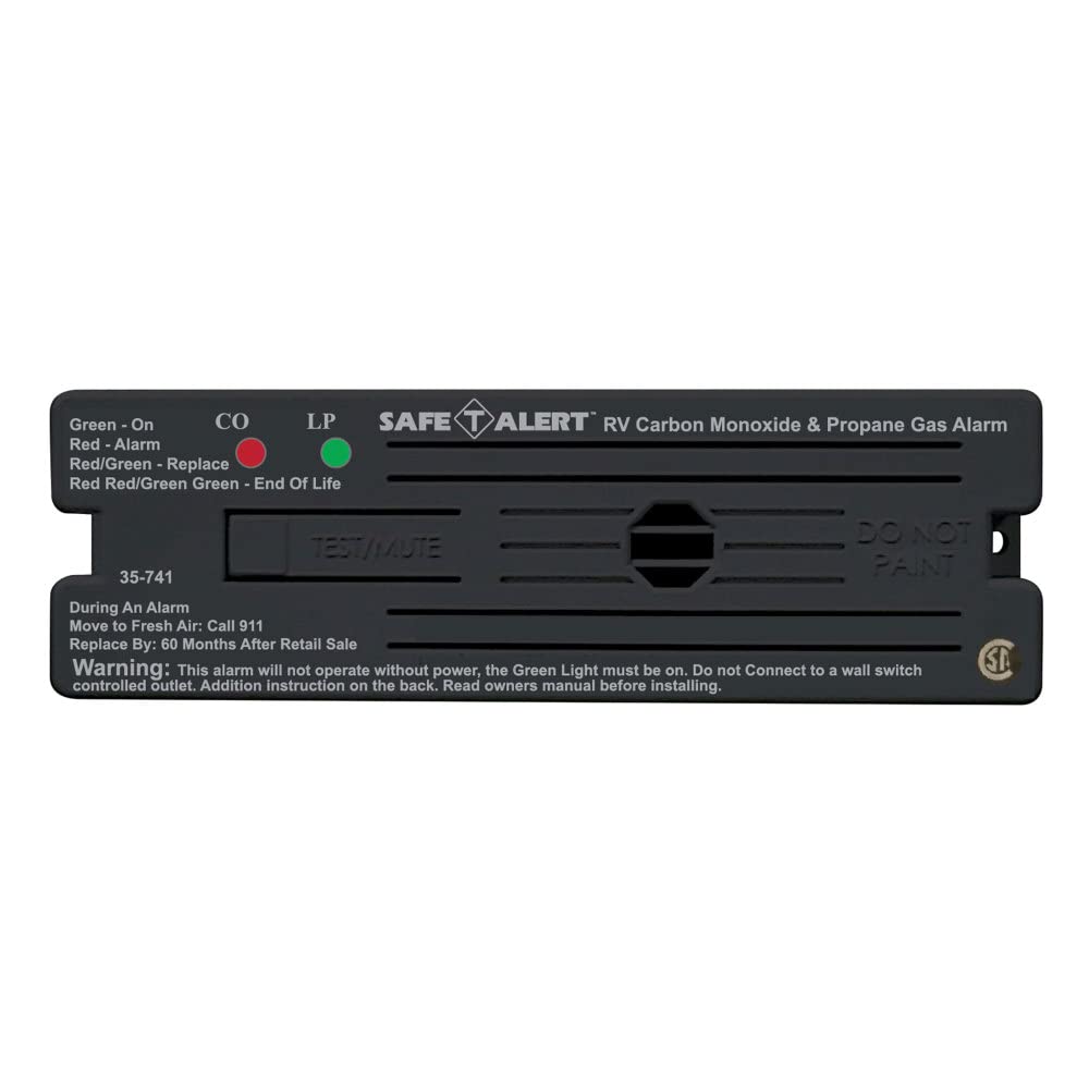 35 Series Safe T Alert Dual LP/CO Alarm - Propane and Carbon Monoxide Alarm - Surface Mount, Black - 35-741-BL