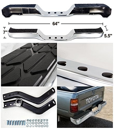 1Pc Chrome Rear Step Bumper Assy, Brackets Made For And Compatible With Pick Up 2/4Wd
