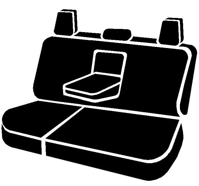 Gray Fia SL65-30 Custom Fit Rear Seat Cover Split Cushion 60/40 - Leatherette (Black w/Gray Center Panel)