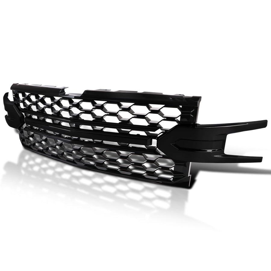 Honeycomb Hood Grille Spec-D Tuning Glossy Black Compatible with 2019-2022 Chevy Silverado 1500 LT