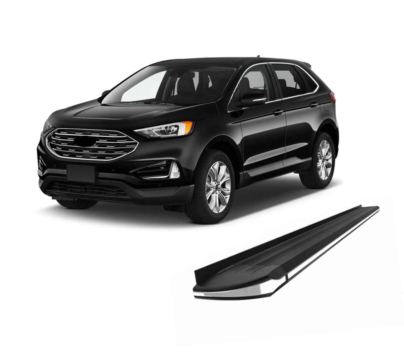Black Aluminum Black Horse Exceed Running Boards Compatible with 2015-2022 Ford Edge All