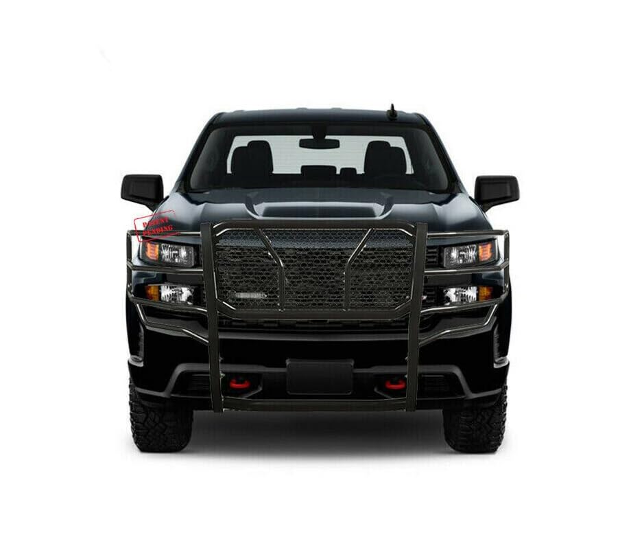 RUGGED Black Horse Heavy Duty Grille Brush Bumper Guard Modular Black Compatible with 2015-2019 Chevrolet Silverado 3500 HD|2015-2019 Chevrolet Silverado 2500 HD-RU-CHSI15-B