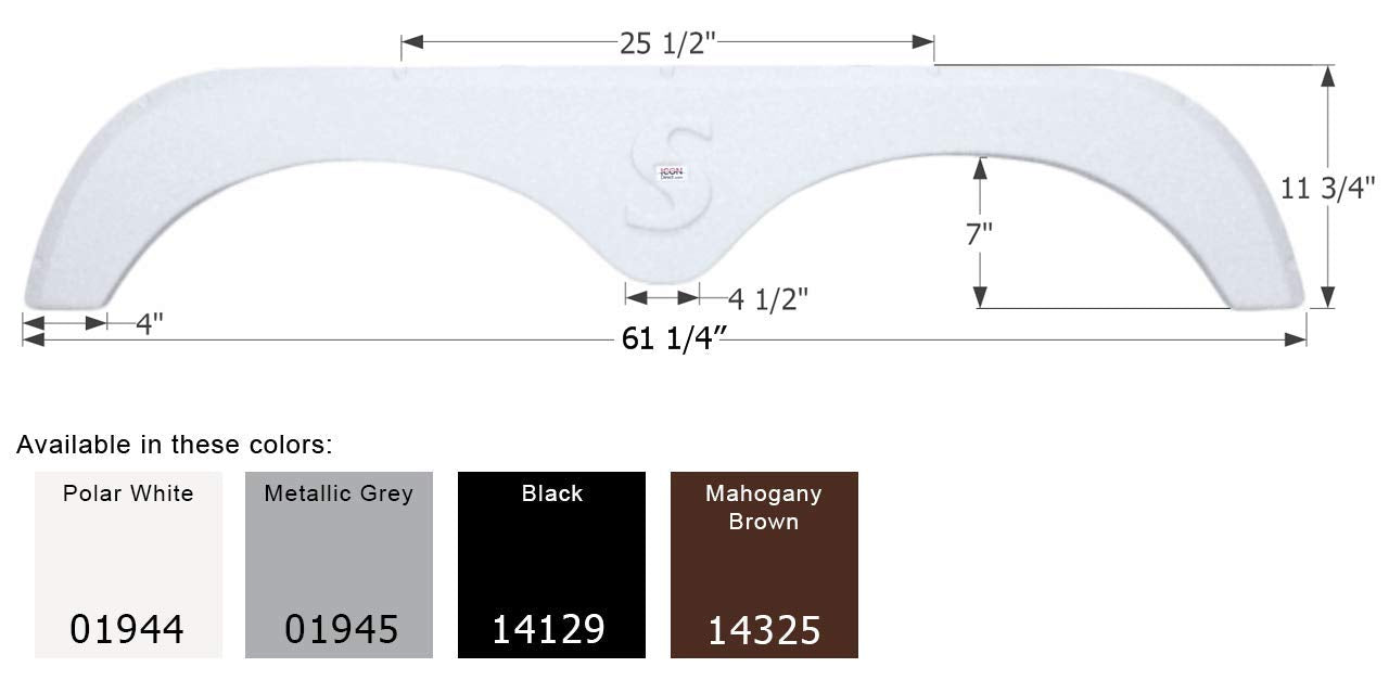 Tandem Axle Fender Skirt ICON 14129 FS1944 for Forest River Surveyor - Black