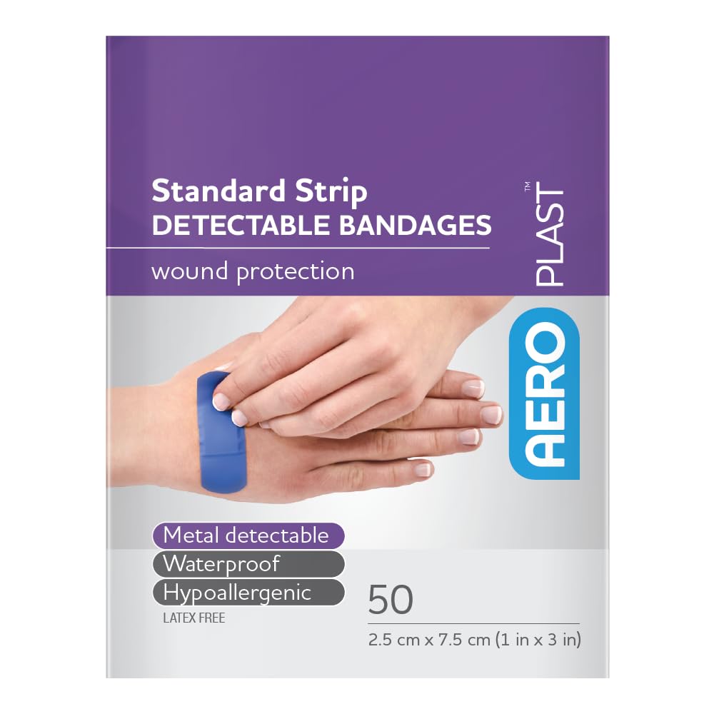 Detectable AEROPLAST X-Wide Strip Bandages 1in x 3in 50/box