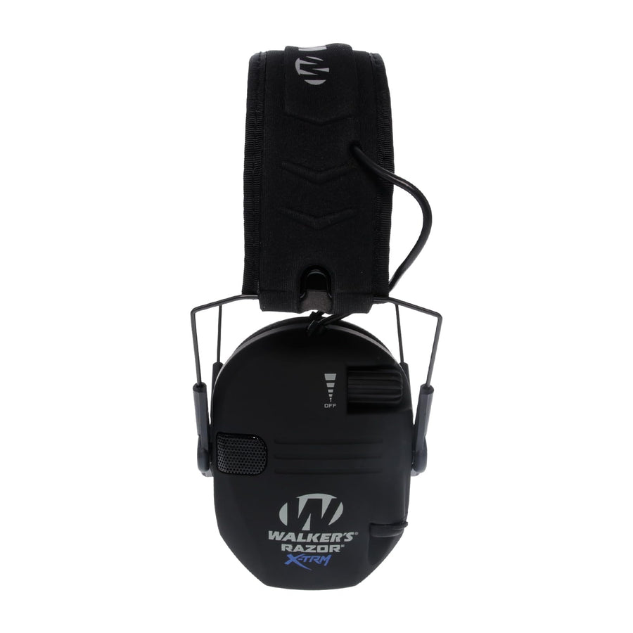 Walker's Noise-Cancelling Razor Slim X-TRM Sound-Enhancing Hunting Gun Range Shooting Electronic Earmuffs with Cooling Pads, Moisture Wicking Headband & 2 AAA Batteries, Black