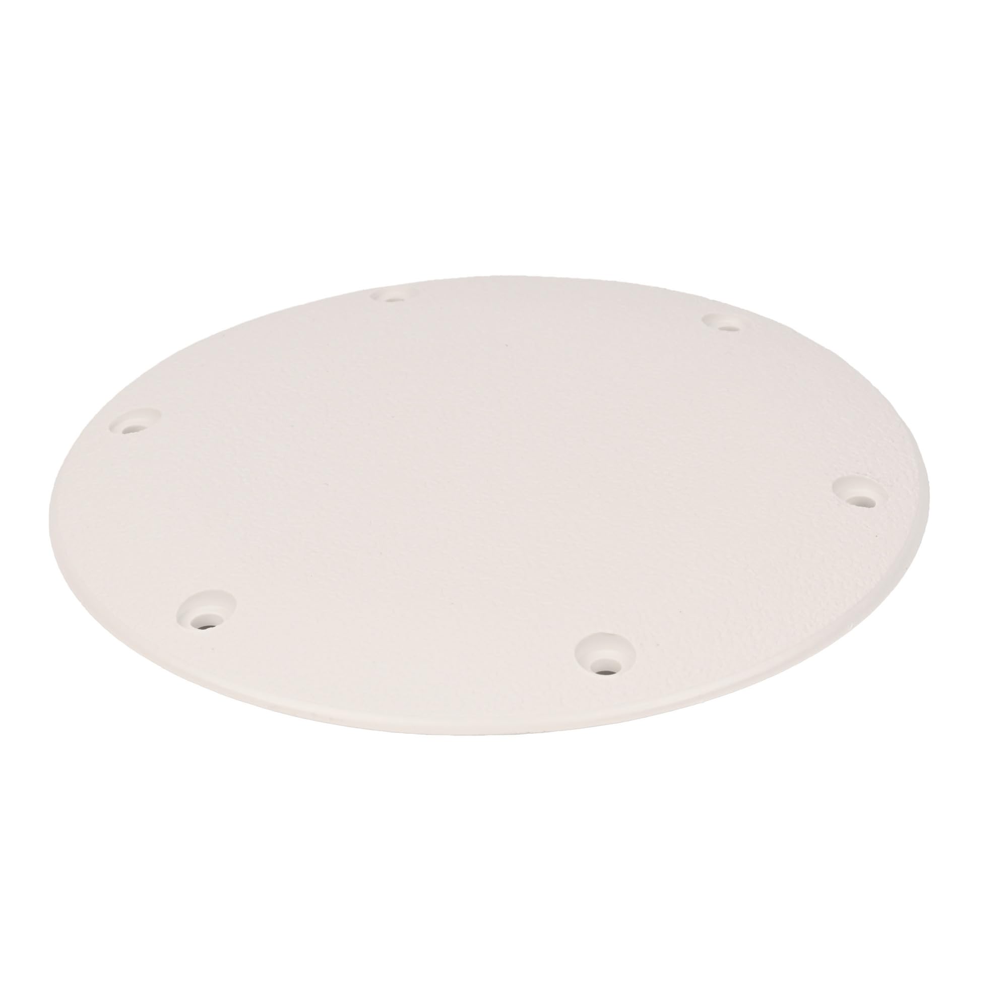 T-H Marine Screw Down Designer Series Deck Plates – Durable 6" Outer Diameter / 4.5" Cutout Hole - White, Non-Corrosive Marine Deck Access Solution with Textured Traction for Boats and RVs