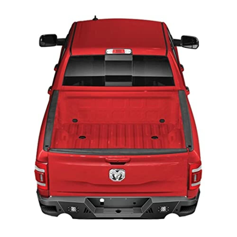 Trailfx Rear Bumper Matte Titanium Black Powder Coated Steel Fits 2019-2025 Ram 1500, One-Piece Wrap-Around Design with 3-Inch LED Cube Light Cutouts, OE Sensor and Receiver Hitch TrailFX RLDB008TI