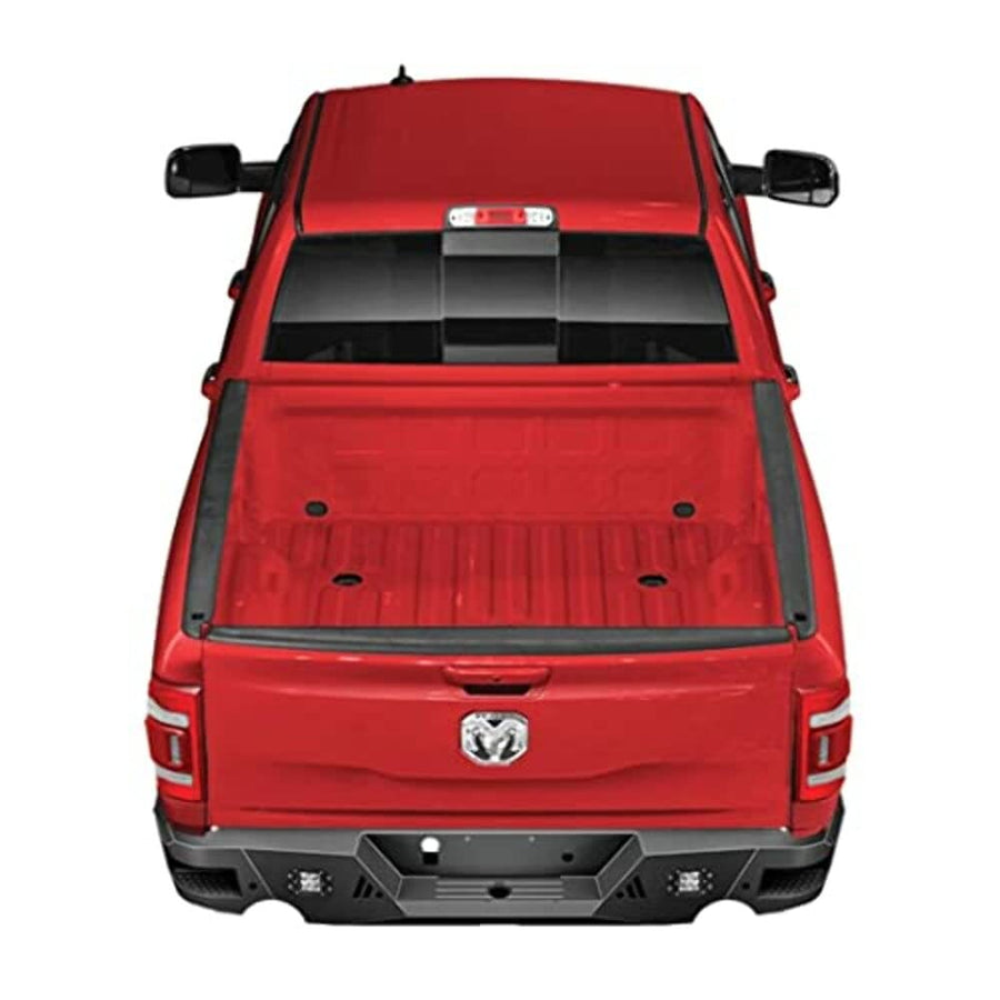 Trailfx Rear Bumper Matte Titanium Black Powder Coated Steel Fits 2019-2025 Ram 1500, One-Piece Wrap-Around Design with 3-Inch LED Cube Light Cutouts, OE Sensor and Receiver Hitch TrailFX RLDB008TI